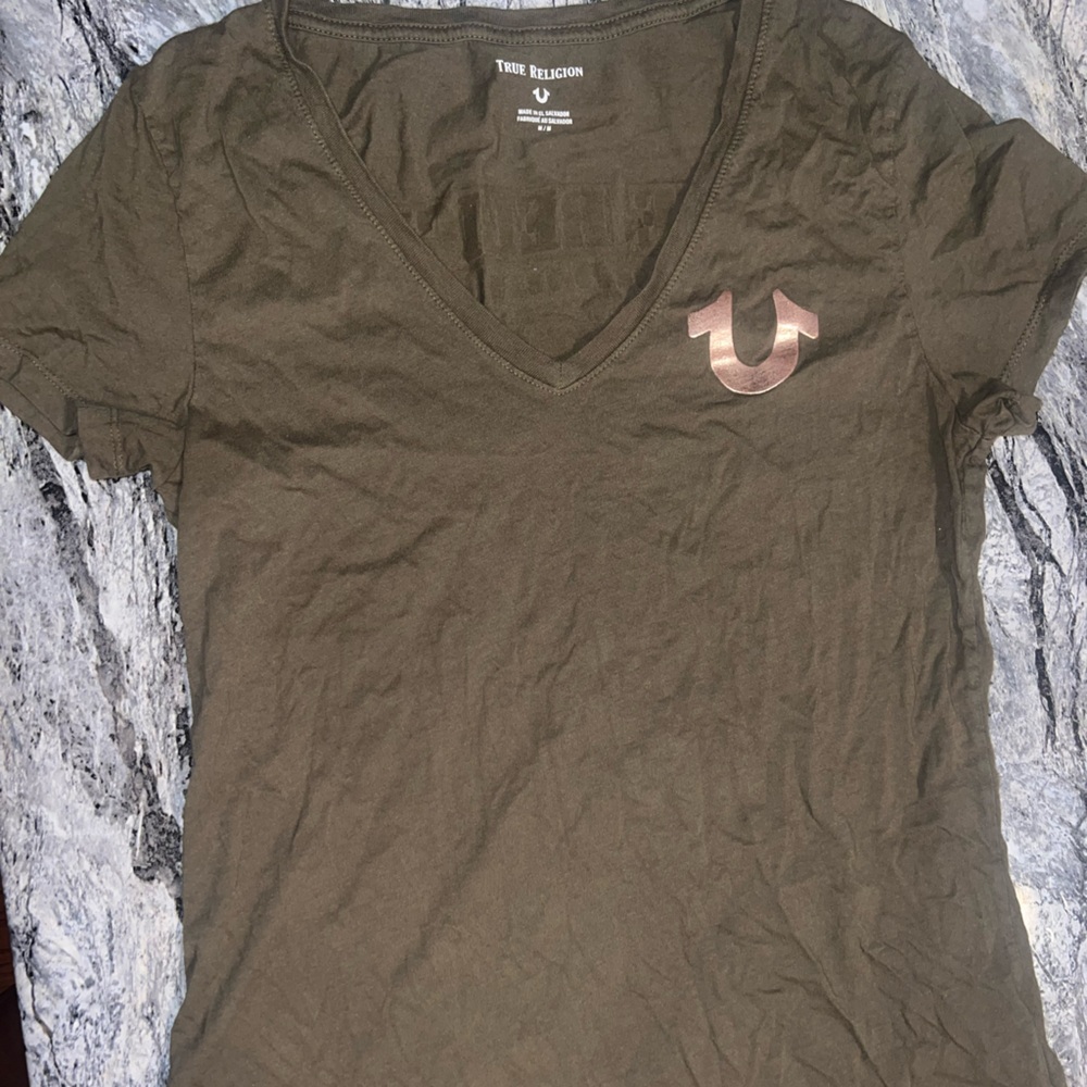 True Religion Khaki V-Neck T-Shirt